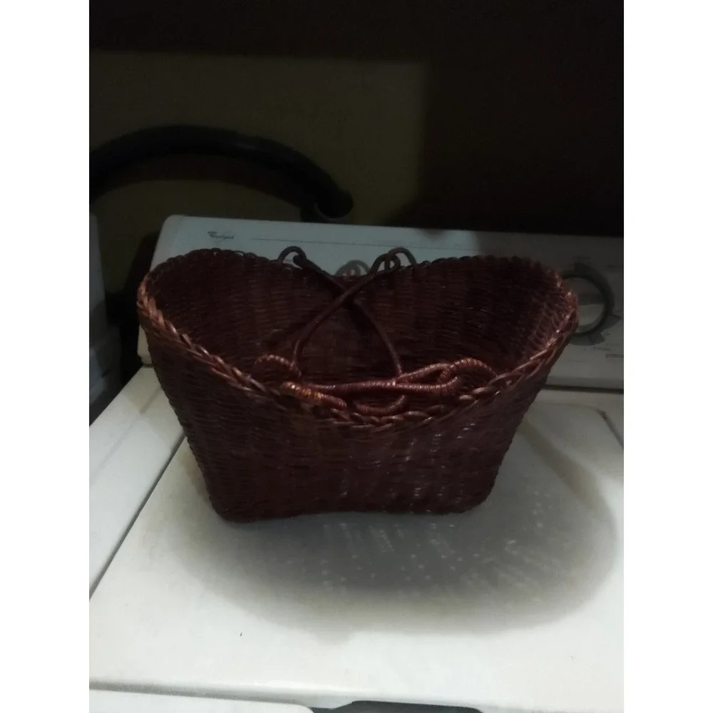 Vintage Boho Woven Rattan Wicker Basket With Handles / Gathering Basket 14
